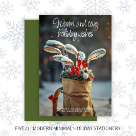 Tarjeta Festiva Snowy Golf Winter Season Wiers ・ Verde