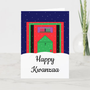 Tarjeta Festiva Snowy Kwanzaa: Kwanzaa en blanco