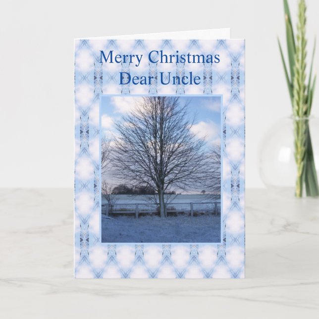 Tarjeta Festiva Snowy Landscape Uncle Navidades (Anverso)