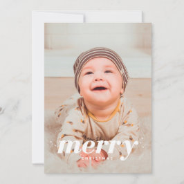 Tarjeta Festiva Snowy Modern Merry Christmas Photo