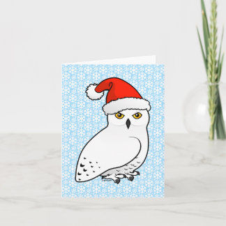 Tarjeta Festiva Snowy Owl Santa