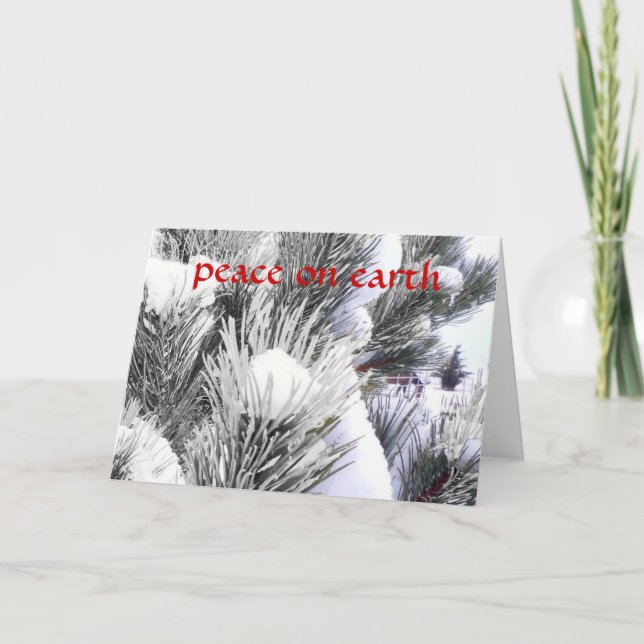 Tarjeta Festiva Snowy Peace Winter bendice a Navidades de caballos (Anverso)