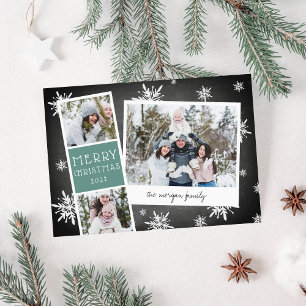 Tarjeta Festiva Snowy Photobooth Holiday Photo Collage Card