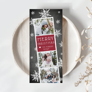Tarjeta Festiva Snowy Photobooth Holiday Photo Collage Card