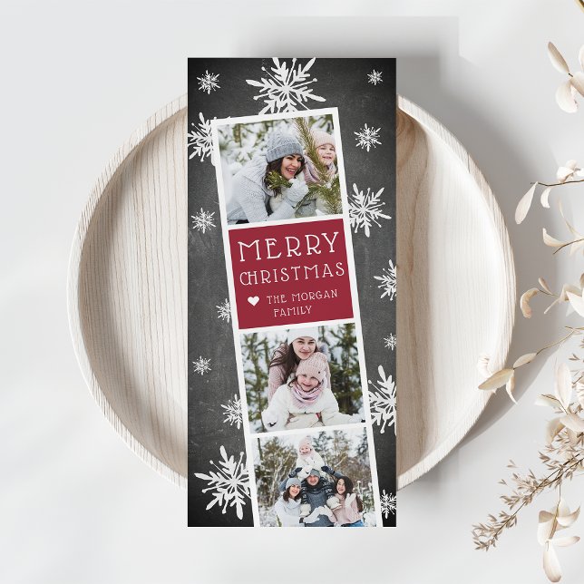 Tarjeta Festiva Snowy Photobooth Holiday Photo Collage Card (Subido por el creador)