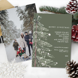 Tarjeta Festiva Snowy Pine Custom Photo Christmas
