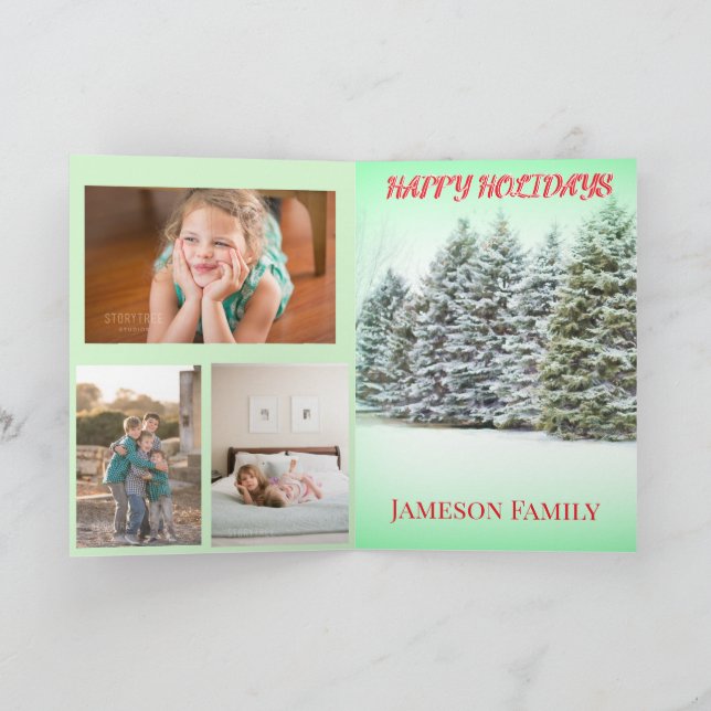 Tarjeta Festiva Snowy Pines Merry Christmas Holiday Greeting (Interior)