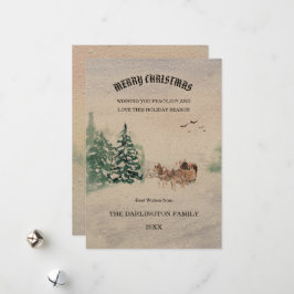 Tarjeta Festiva Snowy Scene Forest Merry Christmas Holiday Card
