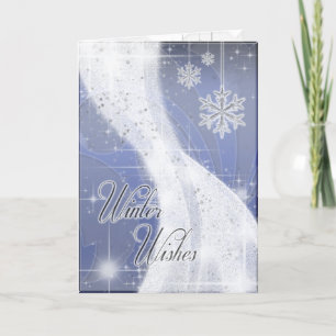 Tarjeta Festiva Snowy Star Ribbon (periwinkle)