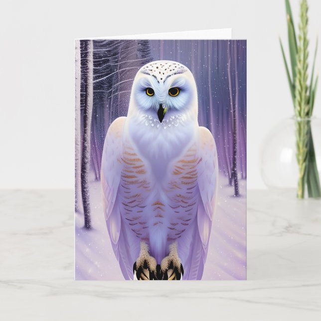 Tarjeta Festiva Snowy Winter Owl navidades (Anverso)