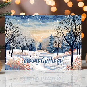 Tarjeta Festiva Snowy Winter Scene