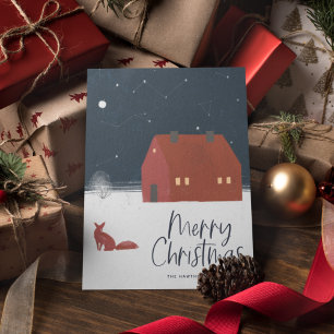 Tarjeta Festiva Snowy Winter Scene Navidades