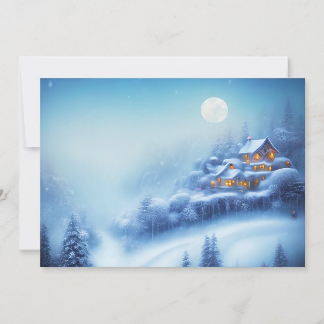 Tarjeta Festiva Snowy wonderland Navidades de presupuesto casero (Anverso)