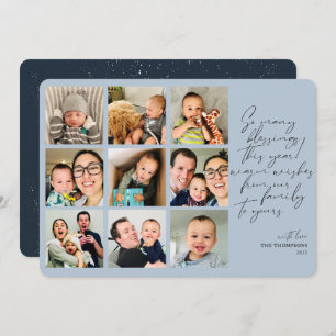 Tarjeta Festiva So Many Blessings Year Review Photo Collage Blue