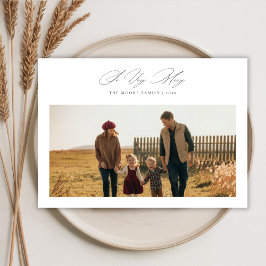 Tarjeta Festiva So Very Merry Neutral Rustic Family Photo