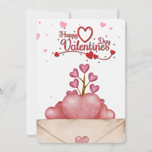 Tarjeta Festiva Sobre de Correo del Corazón Árbol Feliz Día de San