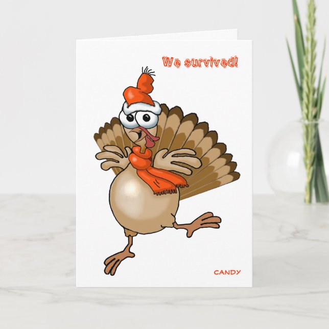 Tarjeta Festiva ¡Sobrevivimos! Feliz Año Nuevo (Anverso)