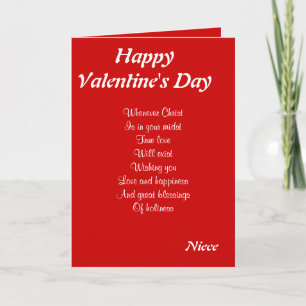 Tarjeta Festiva sobrina el día de San Valentín religiosa