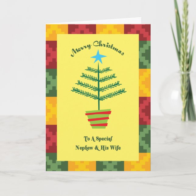 Tarjeta Festiva Sobrino y sus esposas Navidades primos (Anverso)