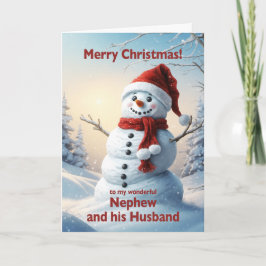 Tarjeta Festiva Sobrino y sus Navidades esposos Snowman