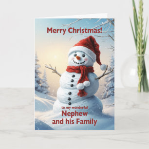 Tarjeta Festiva Sobrino y sus Navidades familiares Snowman