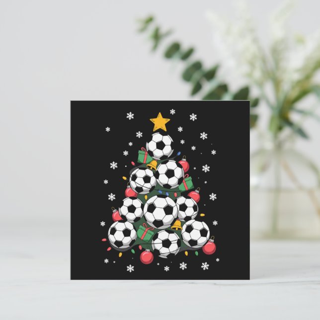 Tarjeta Festiva Soccer Christmas Tree Xmas Player Sports Lover (Anverso de pie)