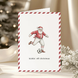 Tarjeta Festiva Soccer Santa Kickoff to Christmas