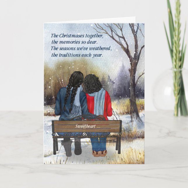 Tarjeta Festiva Socio de vida Pareja Lésbica Americana Africana (Anverso)