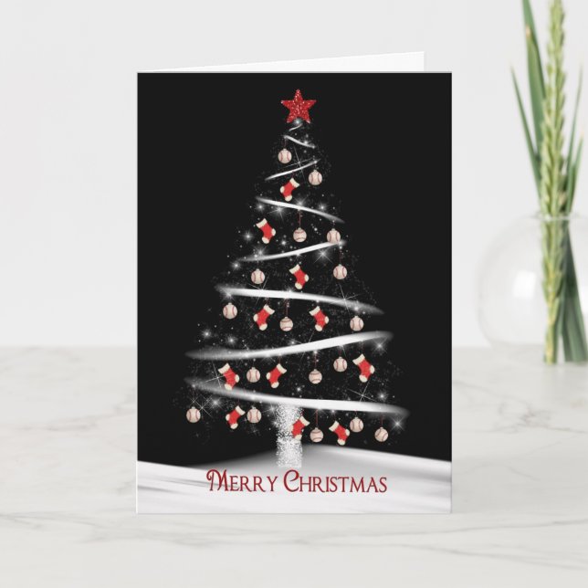 Tarjeta Festiva Socks navidades y béisbol (Anverso)