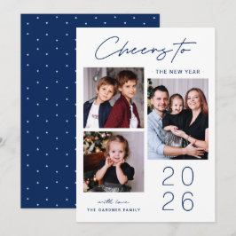 Tarjeta Festiva Sofisticación simple: 3 Foto Año Nuevo 2025