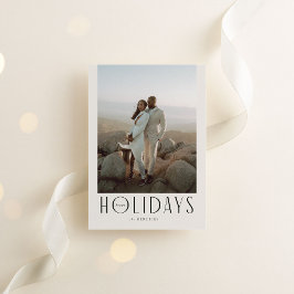 Tarjeta Festiva Sofisticada foto de Cream & Black Happy Holidays