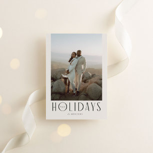 Tarjeta Festiva Sofisticada foto de Cream & Black Happy Holidays