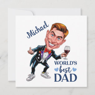 Tarjeta Festiva Sofisticada y divertida caricatura de papá Keepsak