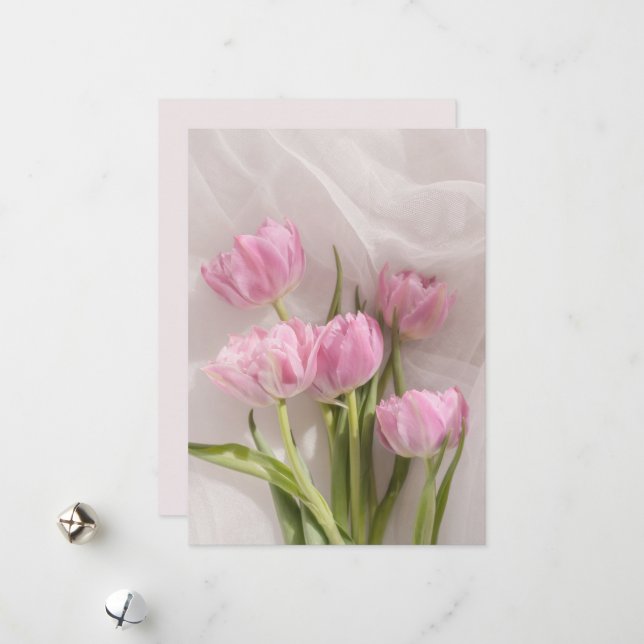 Tarjeta Festiva Soft and dreamy pink tulips (Anverso/Reverso In Situ)