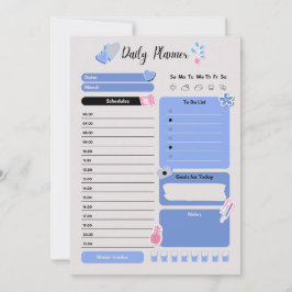 Tarjeta Festiva Soft Blue Daily Planner with Mood & Water Track