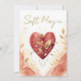 Tarjeta Festiva Soft Magic Watercolor Heart with Golden Botanicals
