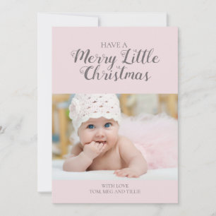 Tarjeta Festiva Soft Pink Merry Little Christmas Photo Card