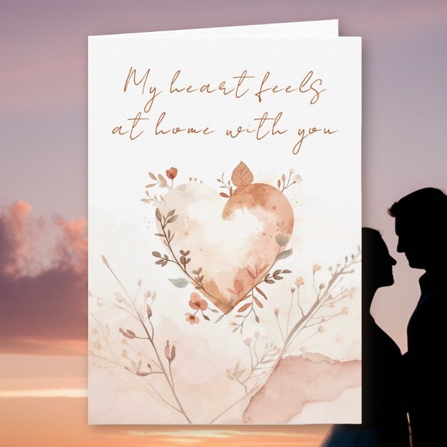 Tarjeta Festiva Soft Watercolor Heart with Botanical Flourishes (Subido por el creador)