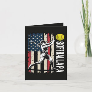 Tarjeta Festiva Softball Papá Bandera Americana de EE. UU.