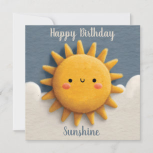 Tarjeta Festiva Sol Texturizado Adorable con una Cara Sonriente y 