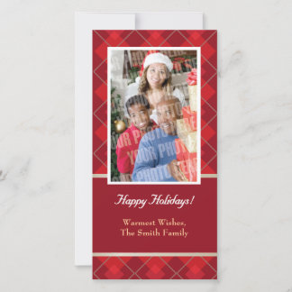 Tarjeta Festiva Sola foto del argyle rojo