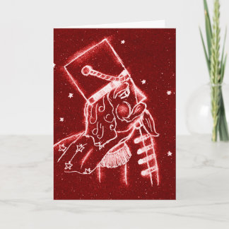 Tarjeta Festiva SOLDADO DE JUGUETE NUTCRACKER EN rojo brillante