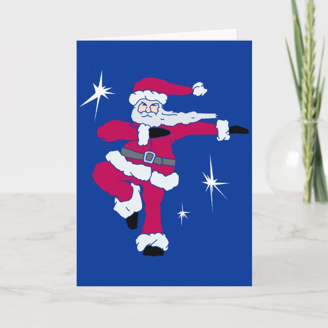 Tarjeta Festiva Sólido de Steppin Santa a solas (Anverso)