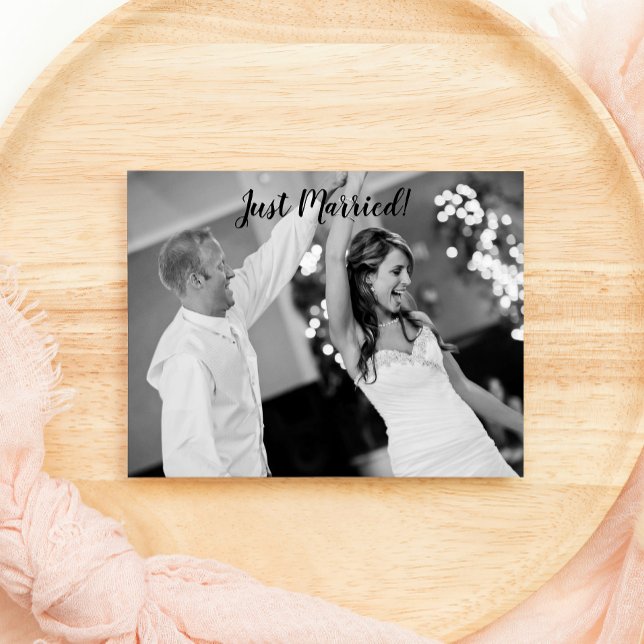 Tarjeta Festiva Solo casado y añade una foto Boda simple (Subido por el creador)