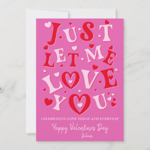 Tarjeta Festiva Solo Déjame Amarte Corazones Rosados Día de San Va