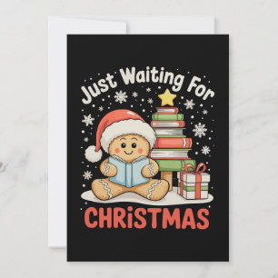 Tarjeta Festiva Solo Esperando A Los Navidades El Libro De Leer Gi