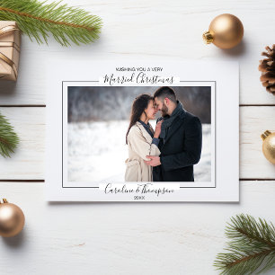 Tarjeta Festiva Solo Navidades casados Boda Foto Botánica