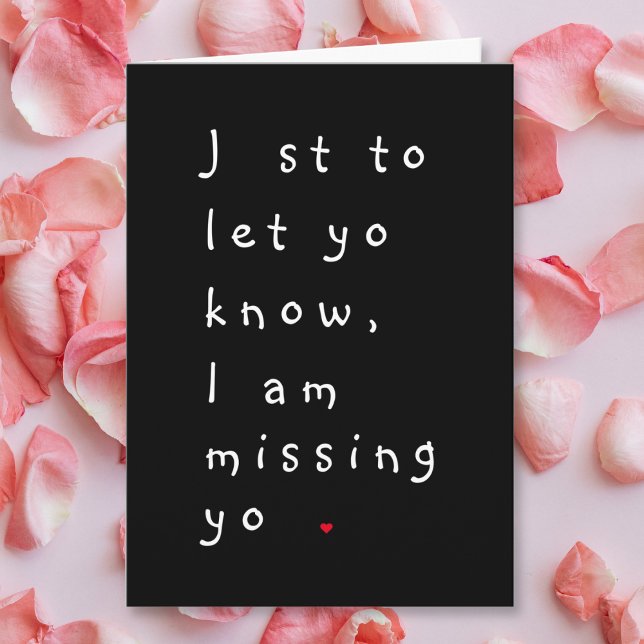 Tarjeta Festiva Solo para hacerte saber que te estoy perdiendo el  (Just To Let U Know I am Missing You Sweet Love Holiday Card)