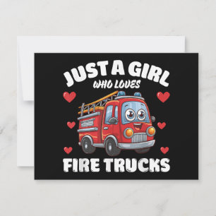 Tarjeta Festiva Solo un Chica que ama los camiones de bomberos, el