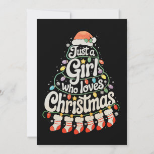 Tarjeta Festiva Solo una chica que ama el árbol de Navidad, vacaci